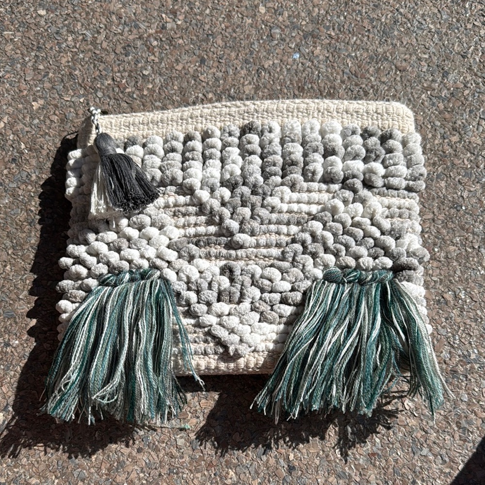 Textured Tassel Clutch
